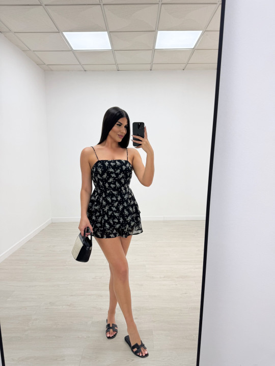 VESTIDO/MONO FLORAL NEGRO